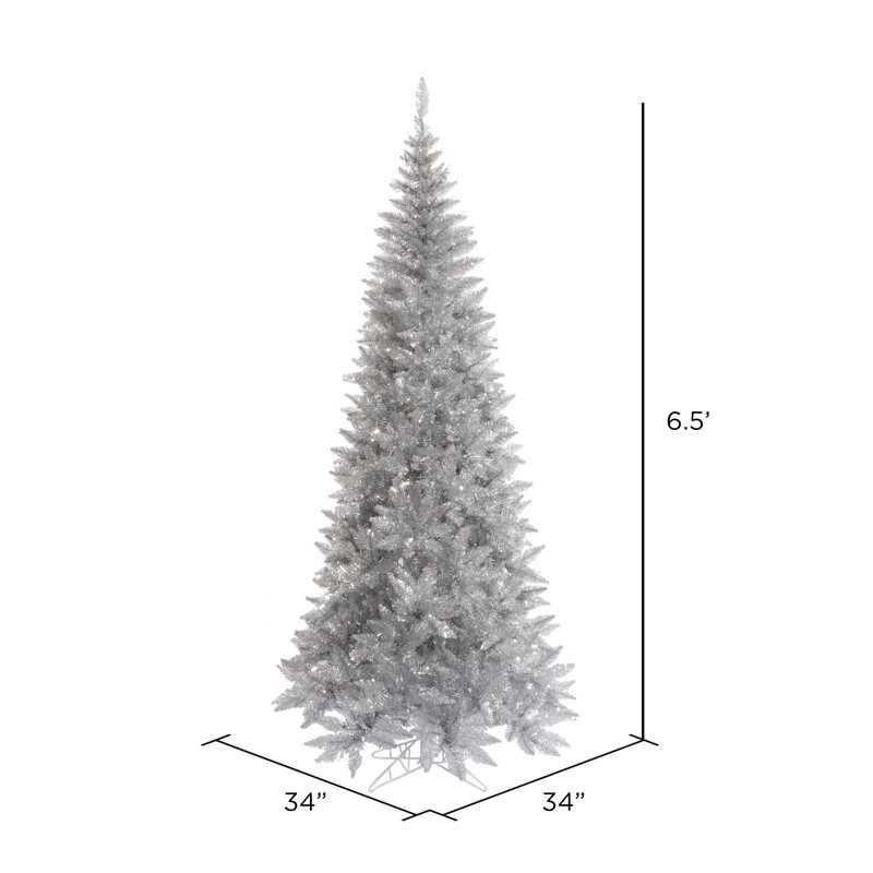 The Holiday Aisle® Silver Tinsel Fir 6.5' Artificial Fir Christmas Tree